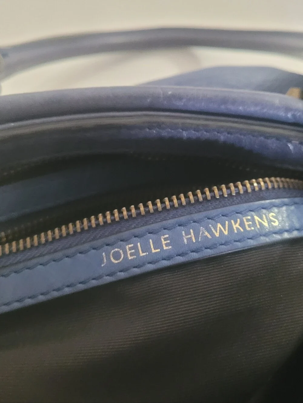 Joelle Hawkins Leather Handbag Blue Preowned.